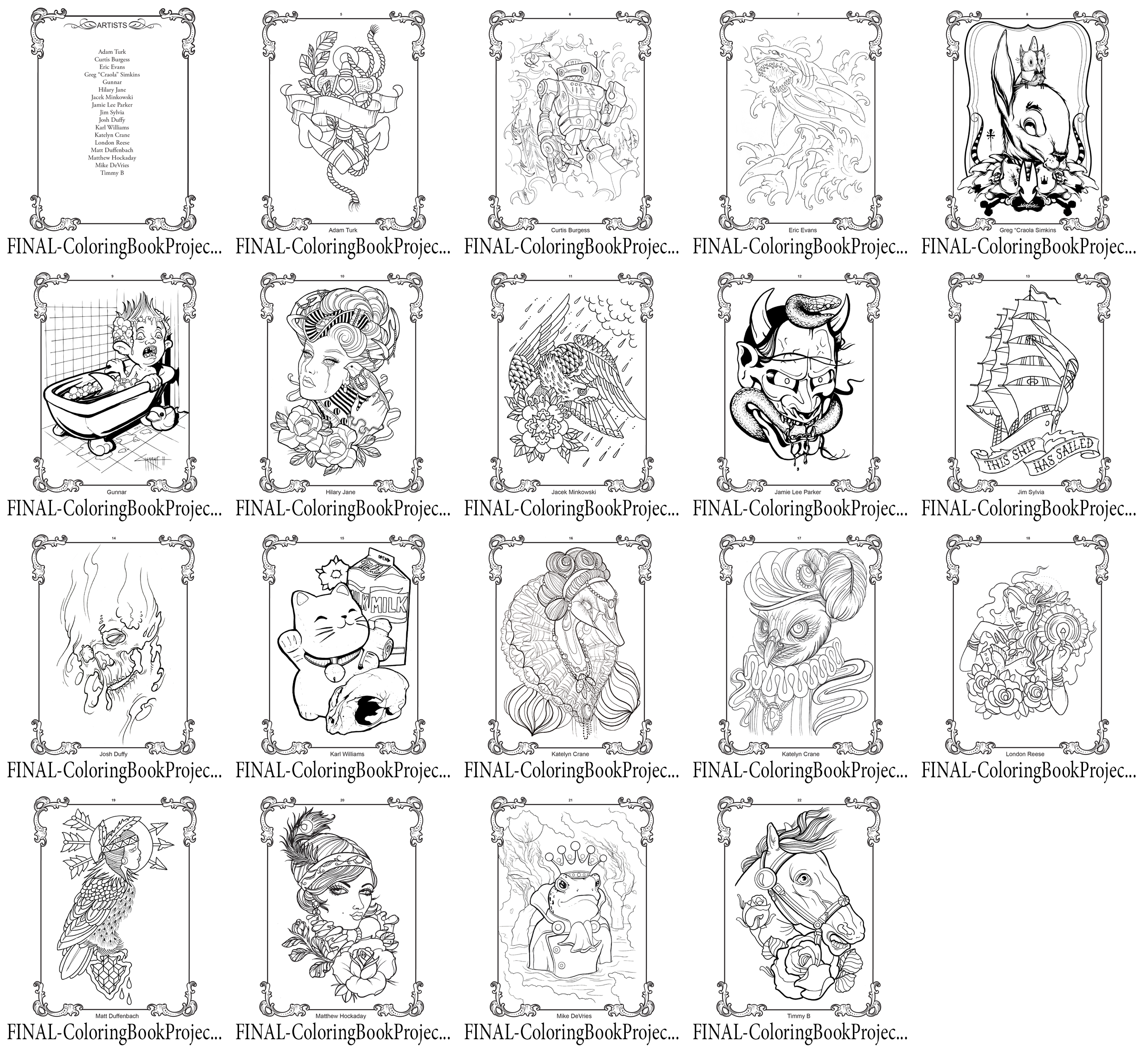 Digital Download - Coloring Book Project 1 (18 Page Collection)